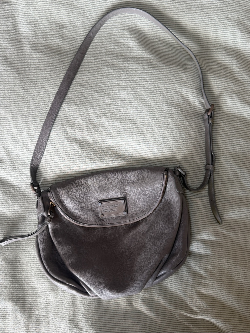 Marc By Marc Jacobs Taupe Gray Pebbled Leather Crossbody Bag